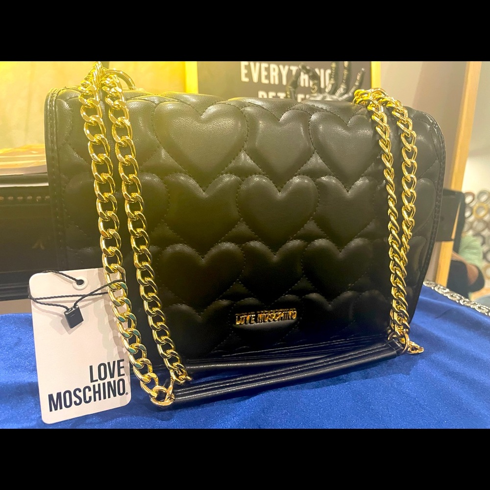 Beautiful Heart Quilted Lambskin Love Moschino Crossbody 🐑